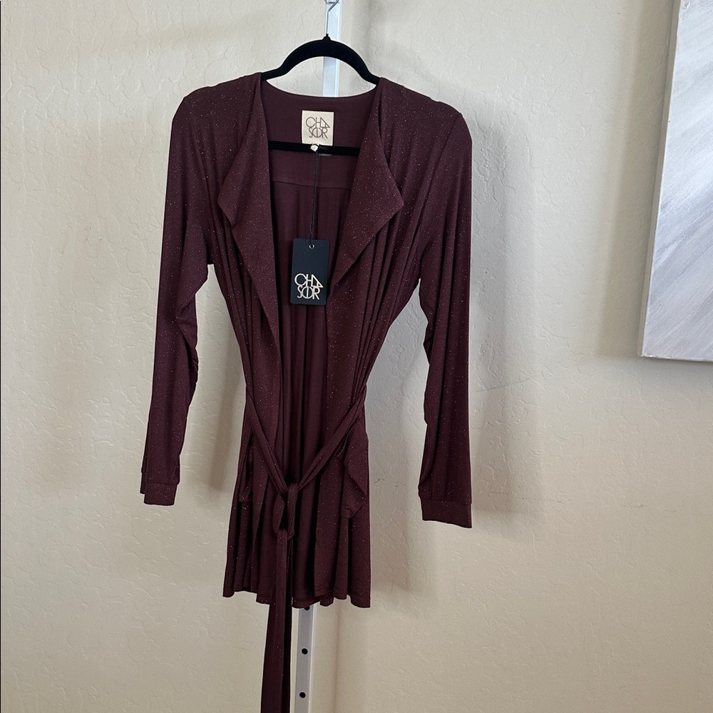 NWT Chaser MSRP $99 small Burgundy Robe with pockets and tie belt